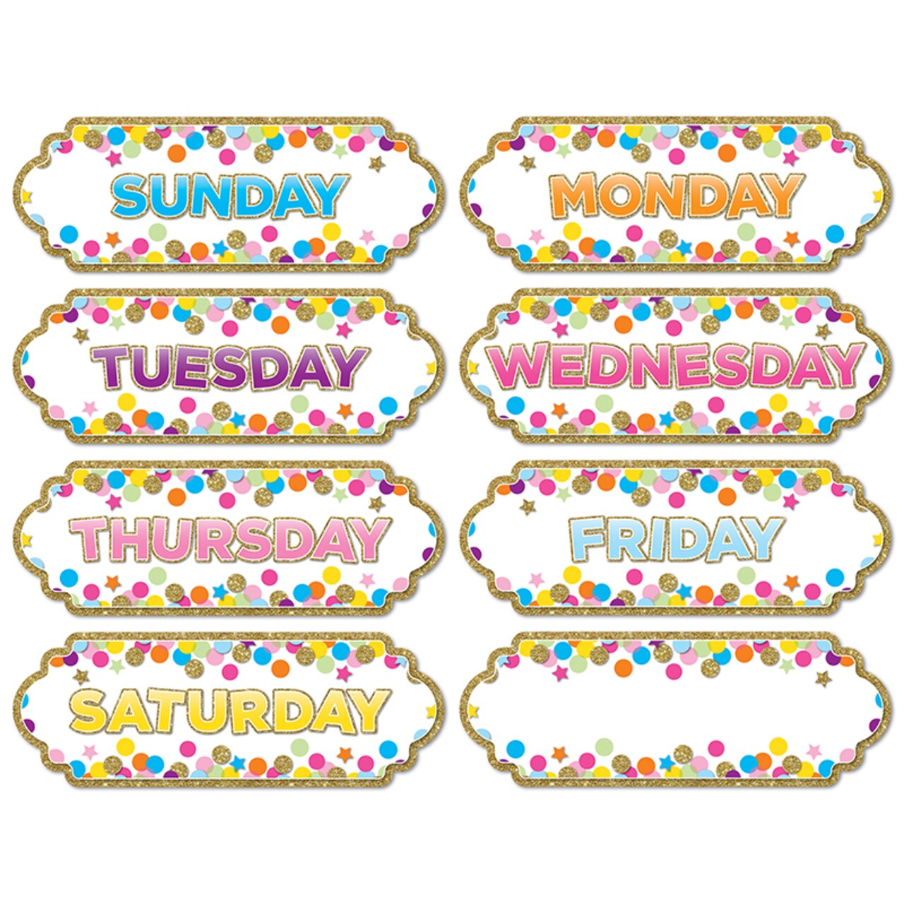 Magnetic Die-Cut Timesavers &#x26; Labels, Confetti Days of the Week